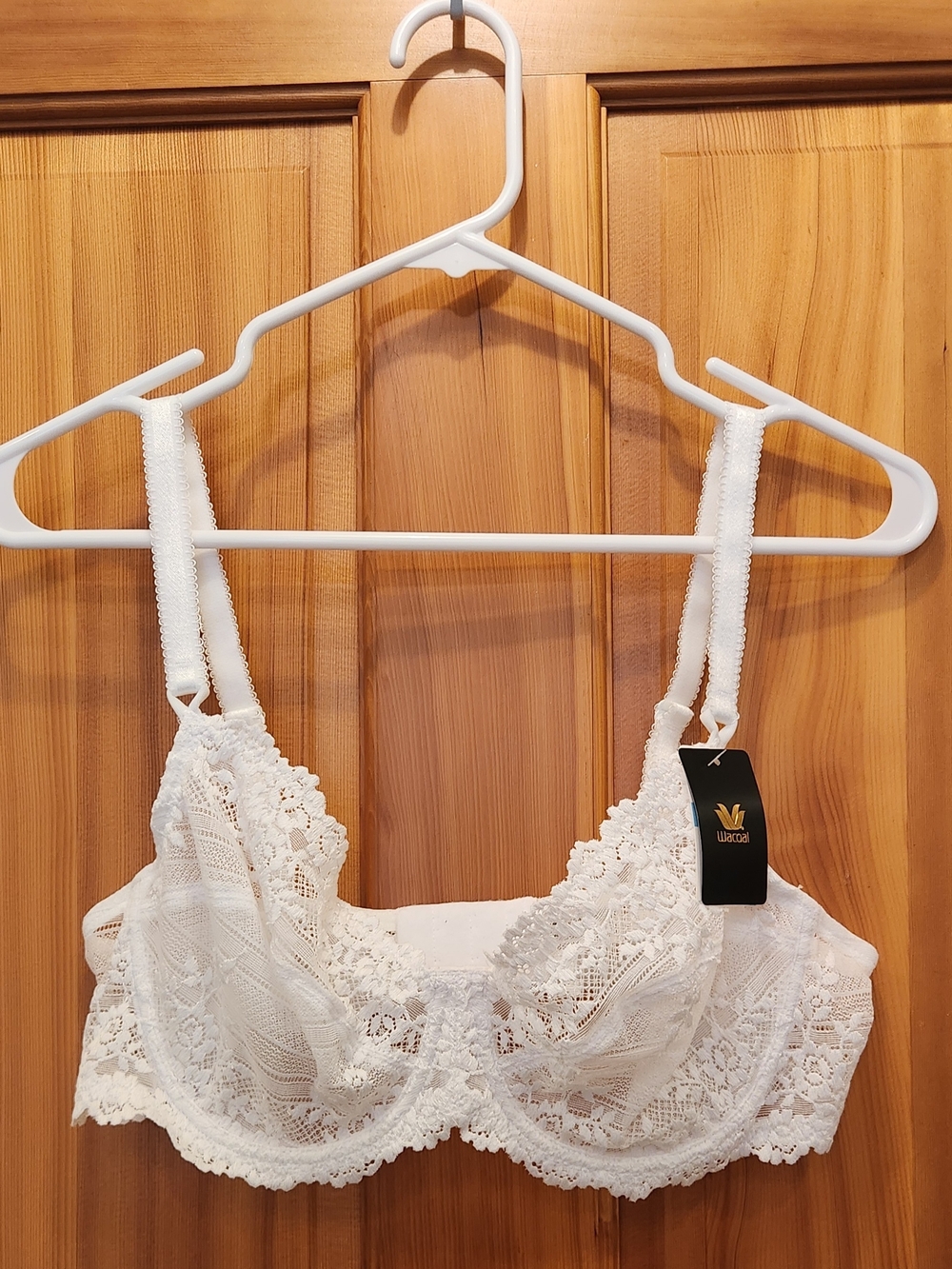Wacoal Cream Lace Underwire Bra with Floral Embroidery